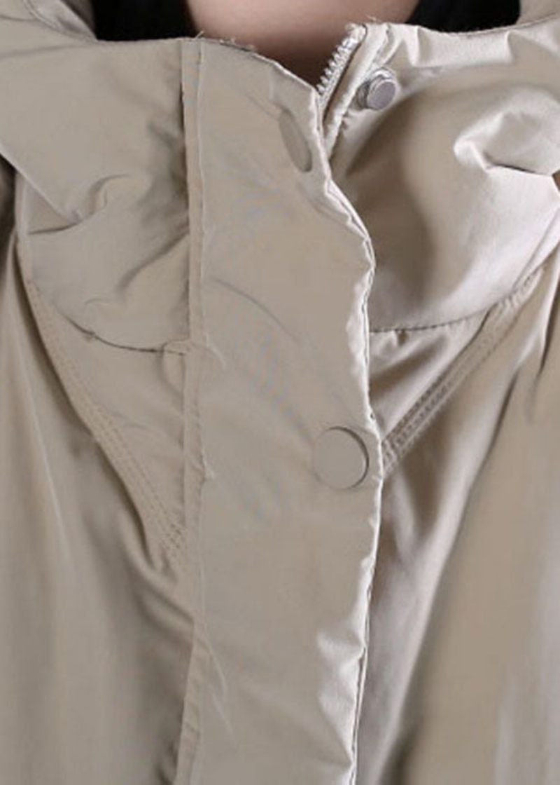 Art Khaki Hooded Pockets Duck Down Vinterdunkappa - Dunjackor för kvinnor
