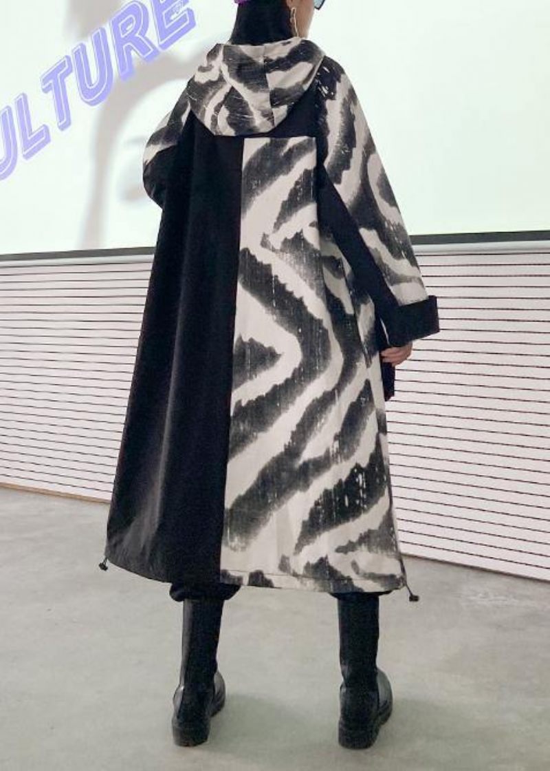 Bohemian Plus Size Tunikajacka Garderober Höstkappor Med Luva Och Dragkedja - Trenchcoats för kvinnor