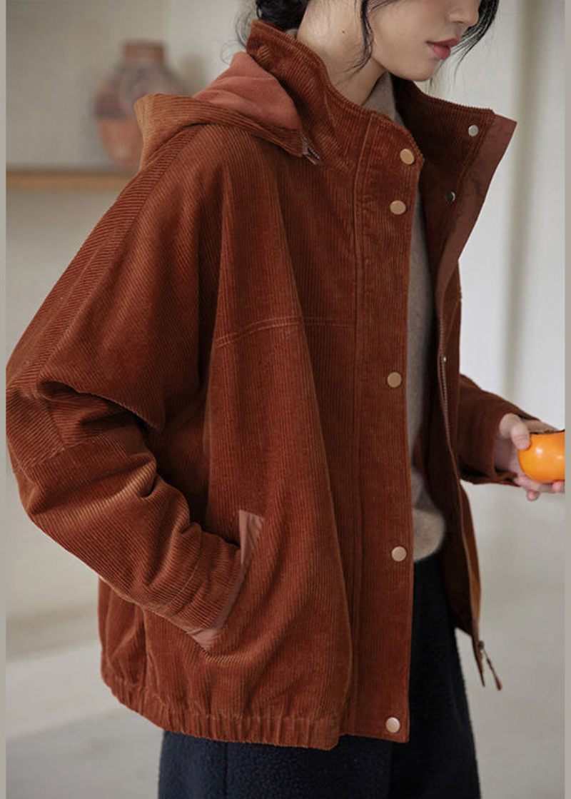 Boho Brown Oversized Patchwork Varm Fleece Manchesterjackor Vinter - Vinterkappor för kvinnor