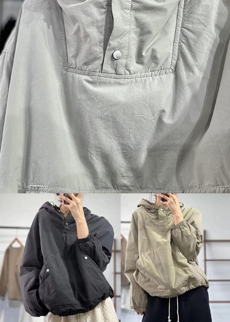 Boutique Casual Svart Patchwork Fin Bomullsfylld Hood Top Winter - Dunjackor för kvinnor