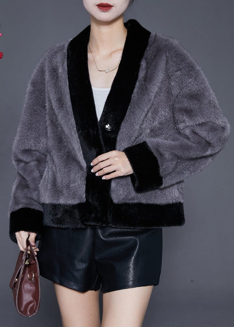 Boutique Grå Oversized Warm Fuzzy Fur Fluffy Coats Vinter - Vinterkappor för kvinnor