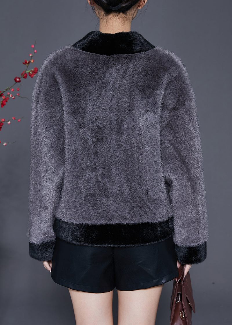 Boutique Grå Oversized Warm Fuzzy Fur Fluffy Coats Vinter - Vinterkappor för kvinnor