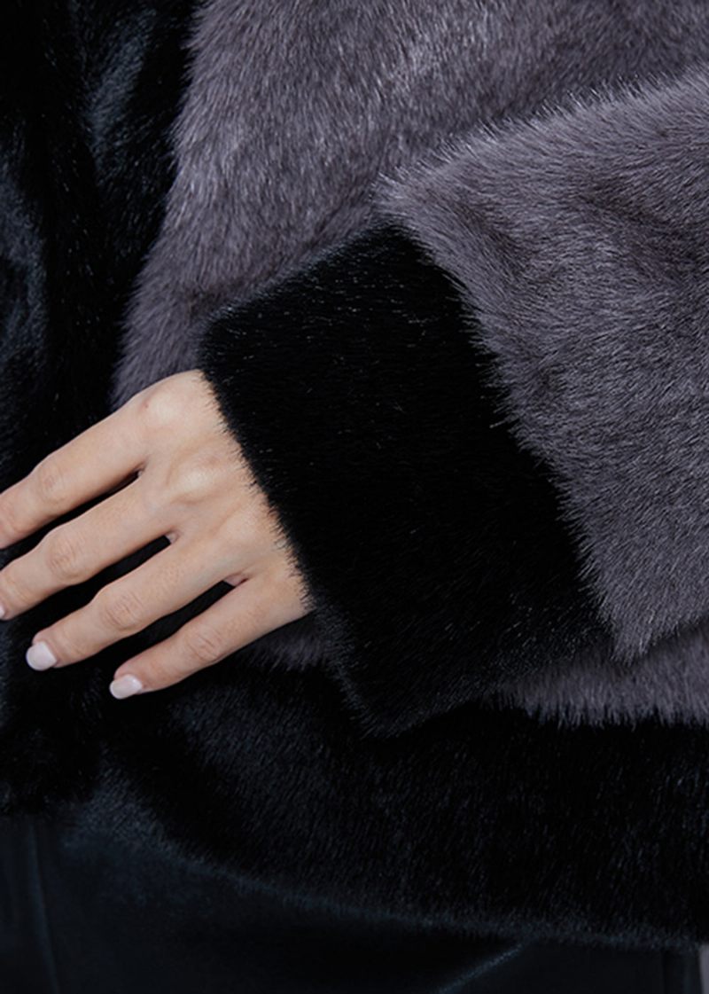 Boutique Grå Oversized Warm Fuzzy Fur Fluffy Coats Vinter - Vinterkappor för kvinnor
