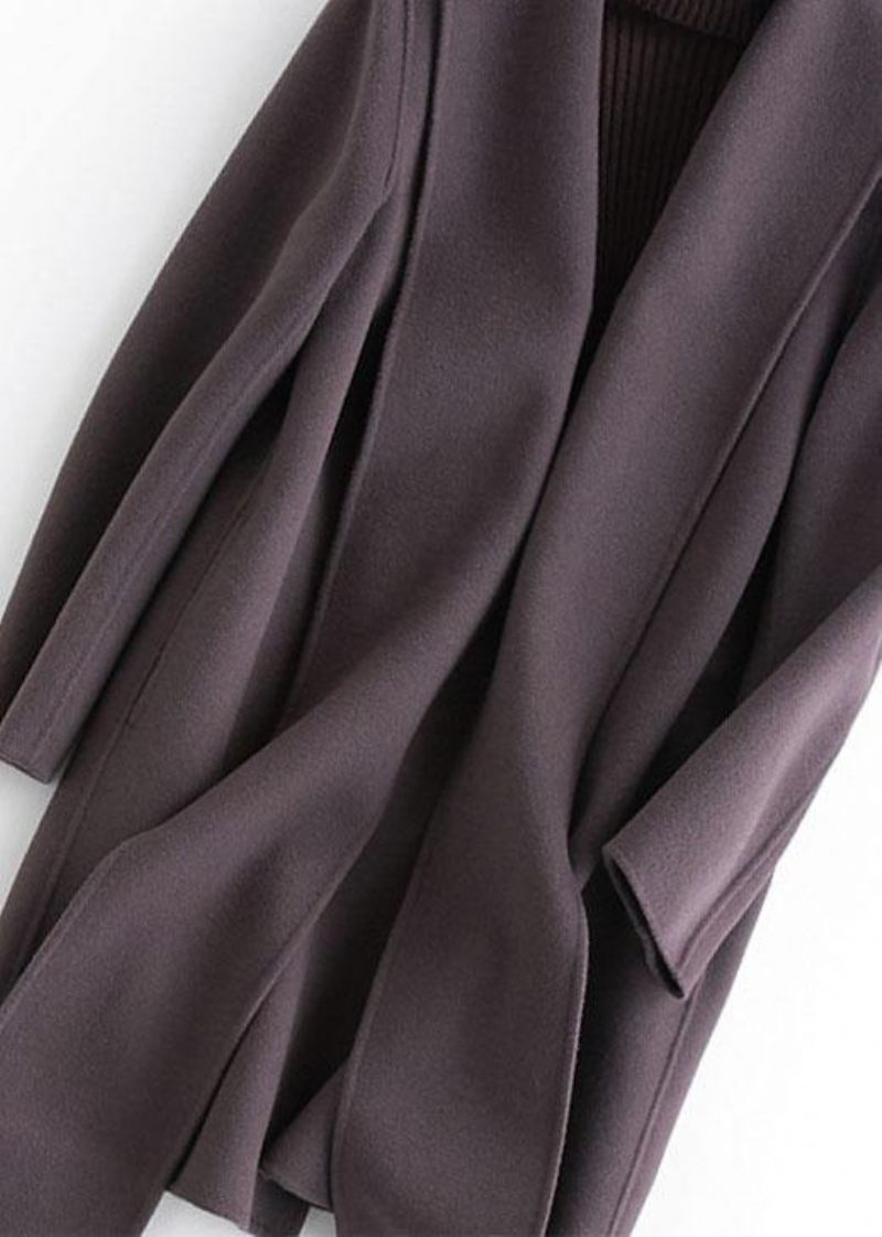 Boutique Lös Långa Långärmade Ytterkläder Mörkgrå Fickor Yllerock Dam - Trenchcoats för kvinnor