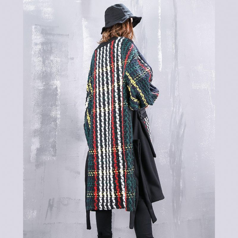 Boutique Svart Kappa Plus Size O-hals Patchwork Maxi T-shirts Damfickor Sida Öppna Toppar - Vinterkappor för kvinnor