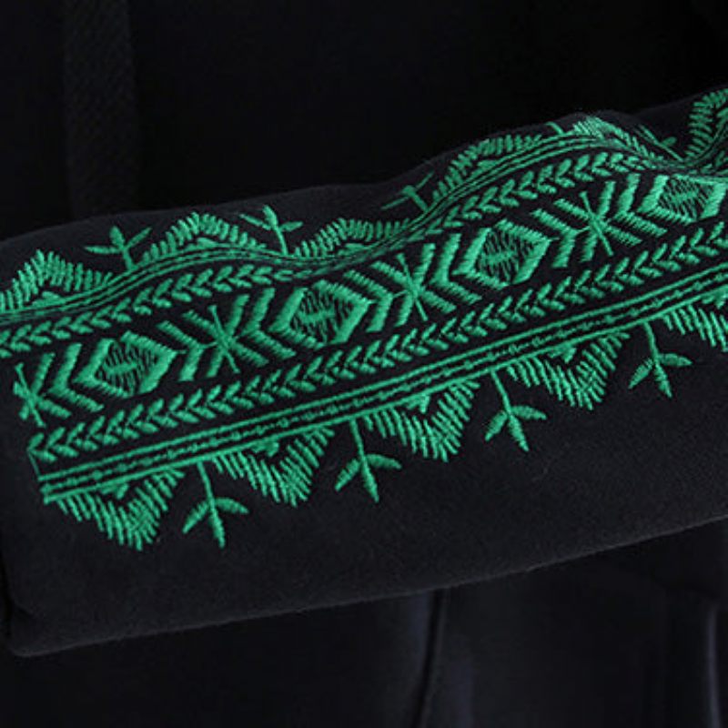 Boutique Svarta Bomullstoppar Plussize Bomullskläder Broderi Bomull T-shirt Tjock - Vinterkappor för kvinnor