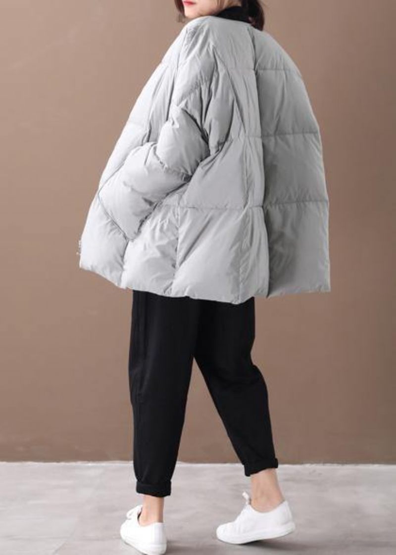 Casual Grå Kvinnor Parkas Överrock Button Down Kappa - Grå
