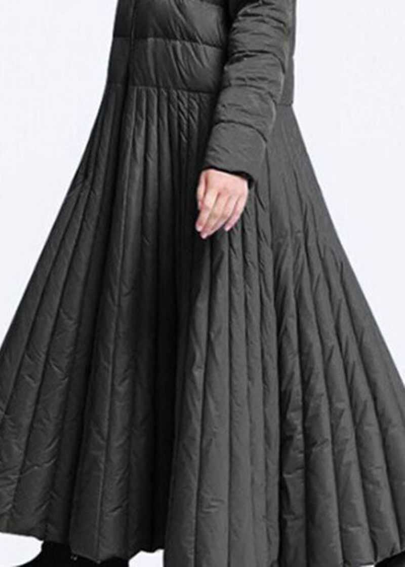 Chic Svarta Casual Pockets Circle Winter Duck Down Kappa - Svart