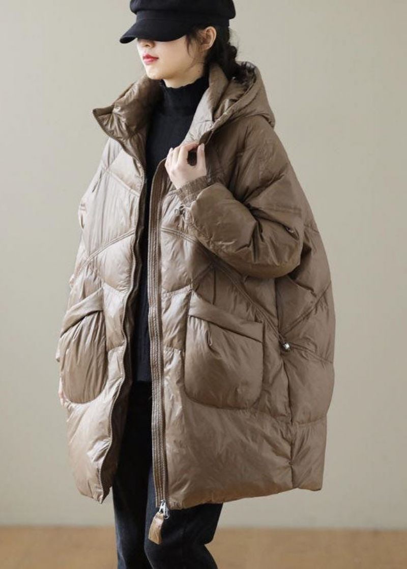Choklad Trendiga Duck Down Jackor Zip Up Fickor Vinter
