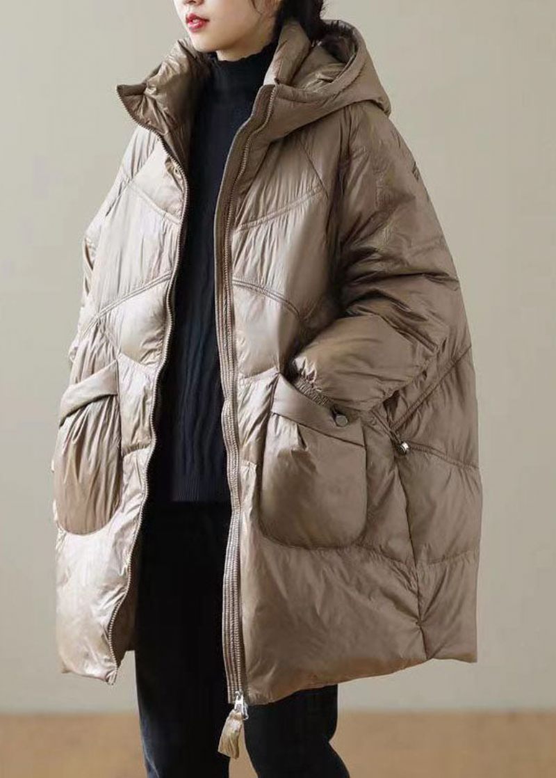 Choklad Trendiga Duck Down Jackor Zip Up Fickor Vinter - Dunjackor för kvinnor