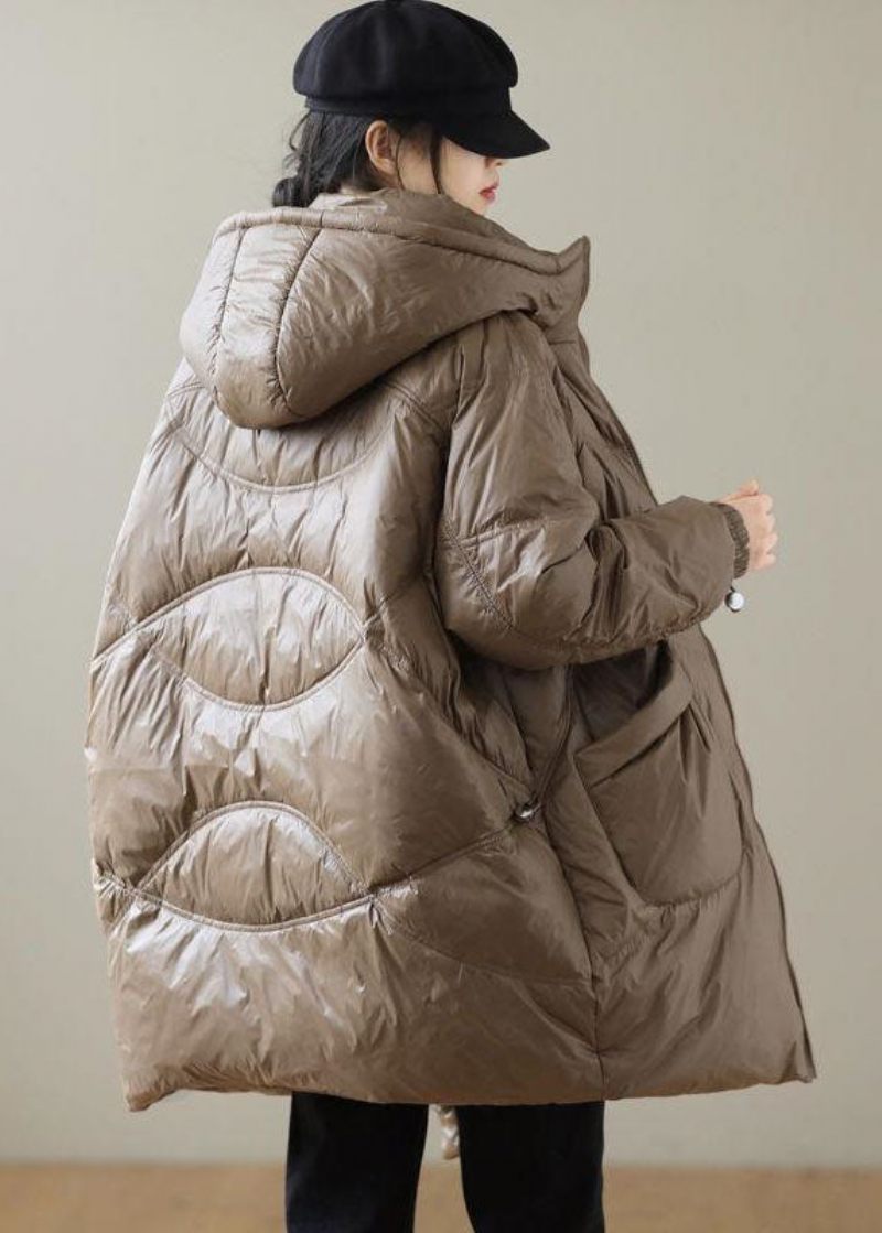 Choklad Trendiga Duck Down Jackor Zip Up Fickor Vinter - Dunjackor för kvinnor
