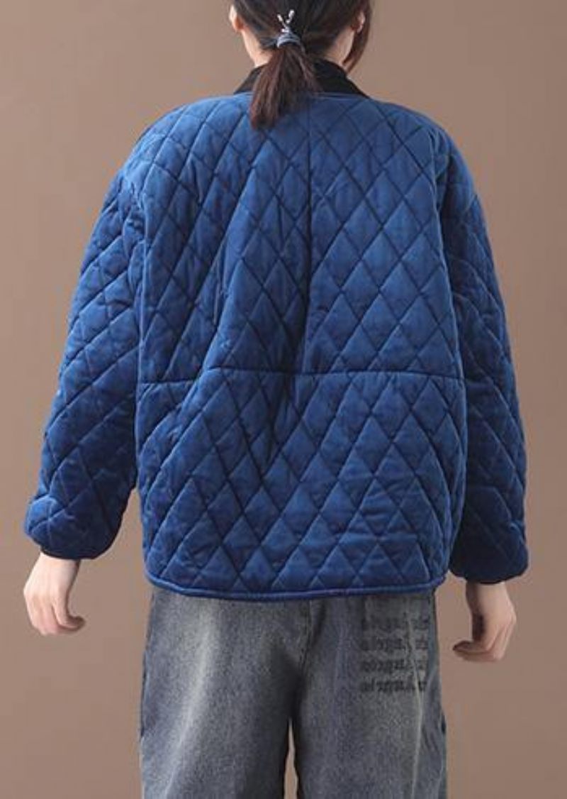 Dam Blå Dam Parkas Plus Size Jackor Kappor O Hals Tjocka Vinteryttringar - Grå