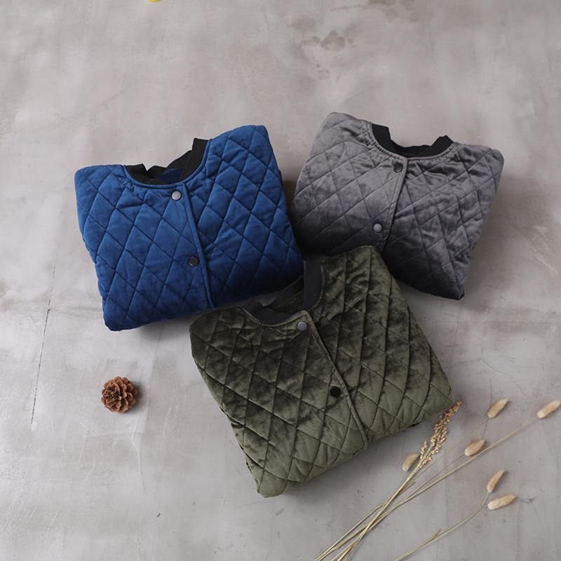 Dam Blå Dam Parkas Plus Size Jackor Kappor O Hals Tjocka Vinteryttringar - Grå