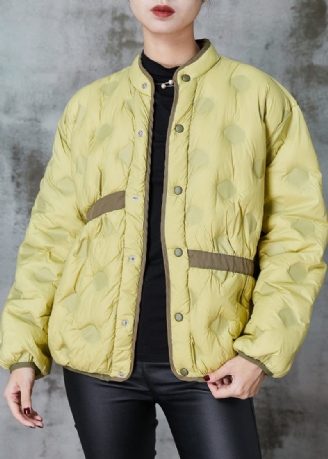 Dam Gräsgrön Asymmetrisk Patchwork Duck Down Puffer Coat Spring