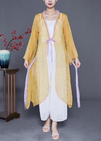 Dam Gul Snörning Patchwork Chiffong Upf 50+ Cardigan Summer