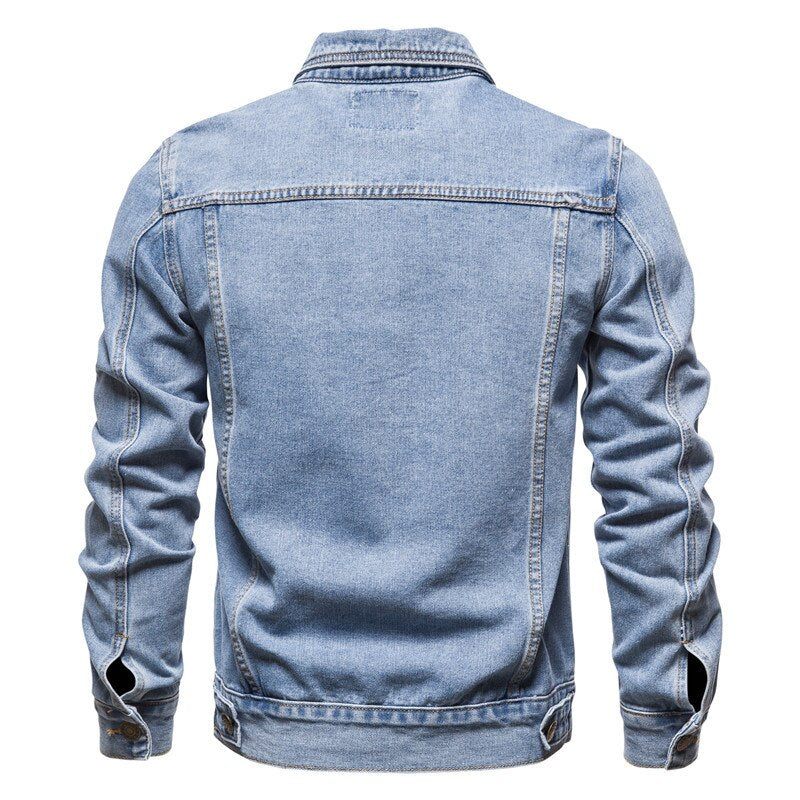 Demin Jacka Slim Herr Streetwear Kappor Mandarin Krage Toppar Man Skinny Jean Ytterkläder Plus S-5xl - Svart