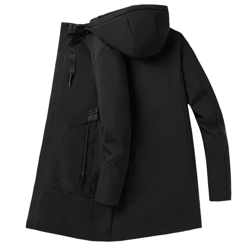 Dunjacka Herr Lång Typ Vinter Förtjockad Kappa Slim-fit 90 % Vita Dunkläder - Svart