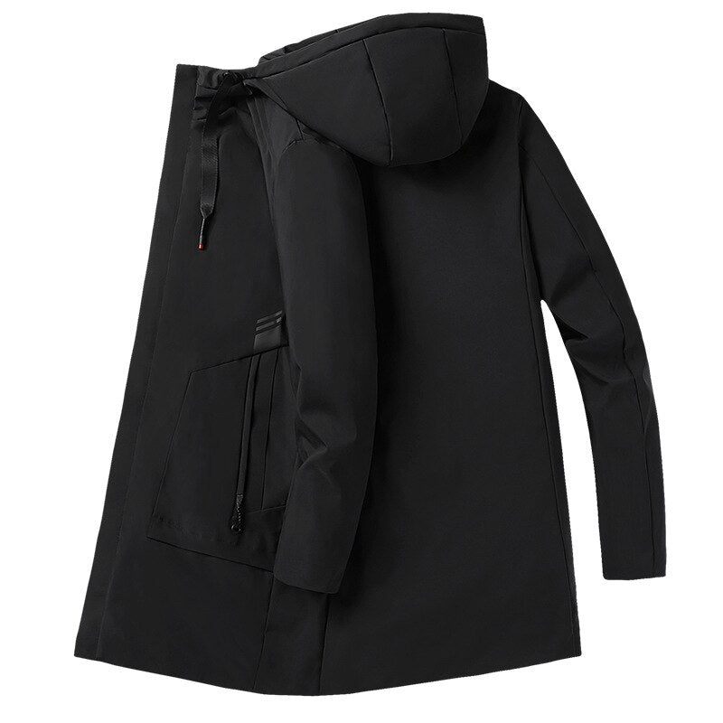 Dunjacka Herr Lång Typ Vinter Förtjockad Kappa Slim-fit 90 % Vita Dunkläder - Svart