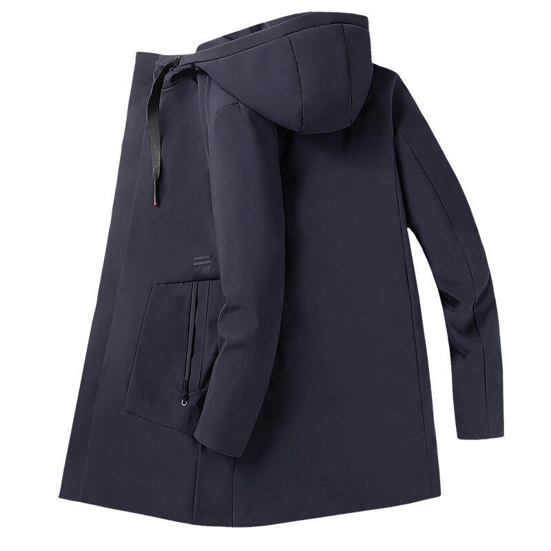 Dunjacka Herr Lång Typ Vinter Förtjockad Kappa Slim-fit 90 % Vita Dunkläder - Svart