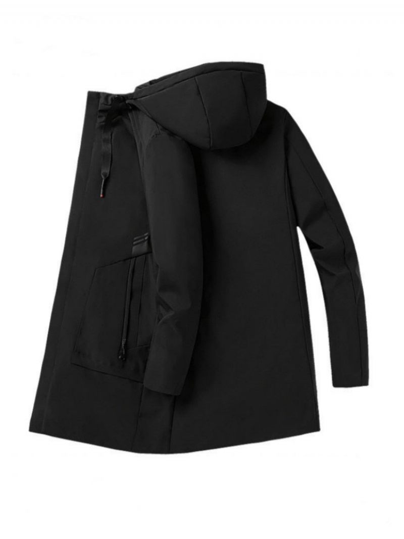Dunjacka Herr Lång Typ Vinter Förtjockad Kappa Slim-fit 90 % Vita Dunkläder - Svart