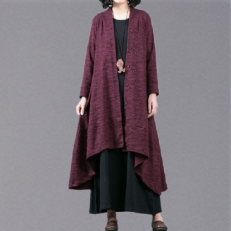 Elegant Lila Jacquard Maxirock Trendig Plus Size Baggy Stor Fåll Asymmetrisk Design Trenchcoat Fin Patchwork Kappa