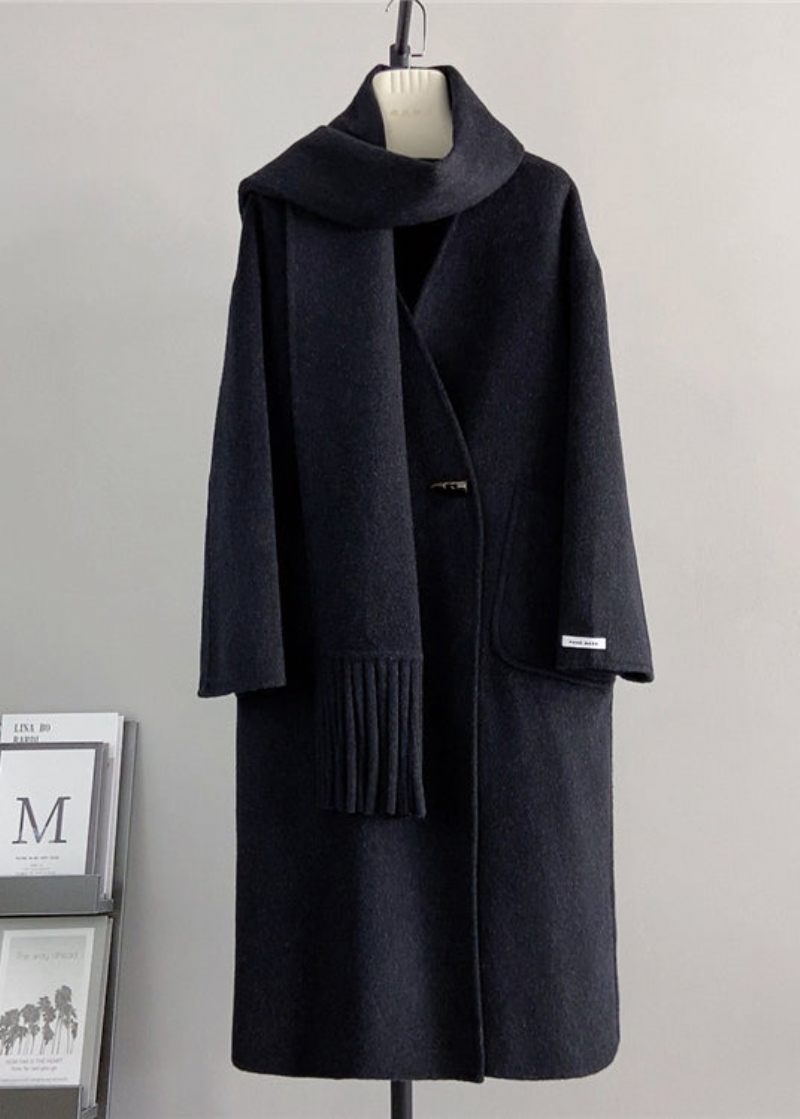 Elegant Vita V-halsfickor Scarf Yllerock Vinter - Vinterkappor för kvinnor