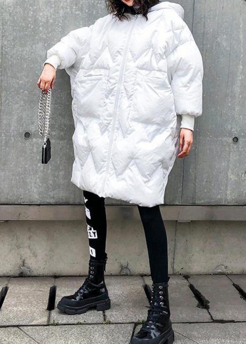 Fina Oversized Vinterkappor Med Huva Med Dragkedjor För Kvinnor