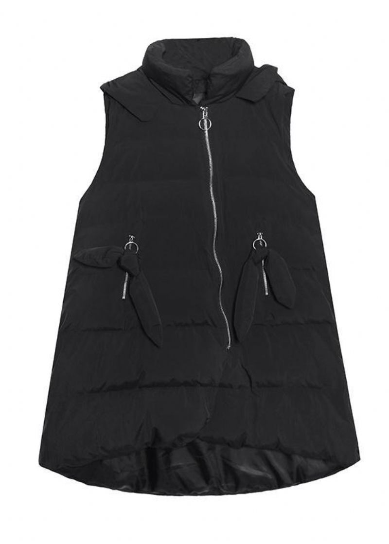 Fina Plus Size-kläder Vinterjacka Vinterkappor Svarta Ärmlösa Parkas Med Huva För Kvinnor - Dunjackor för kvinnor