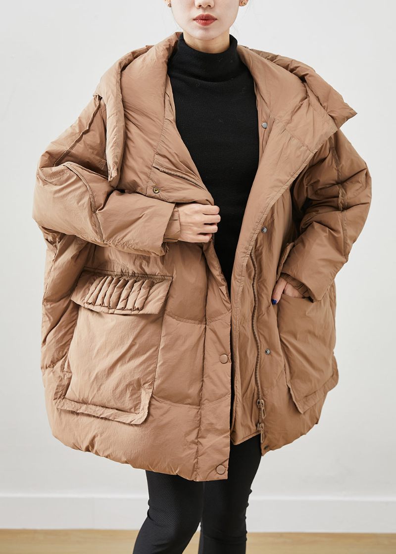 Fransk Khaki Oversized Tjock Duck Down Dunrockar Vinter - Dunjackor för kvinnor