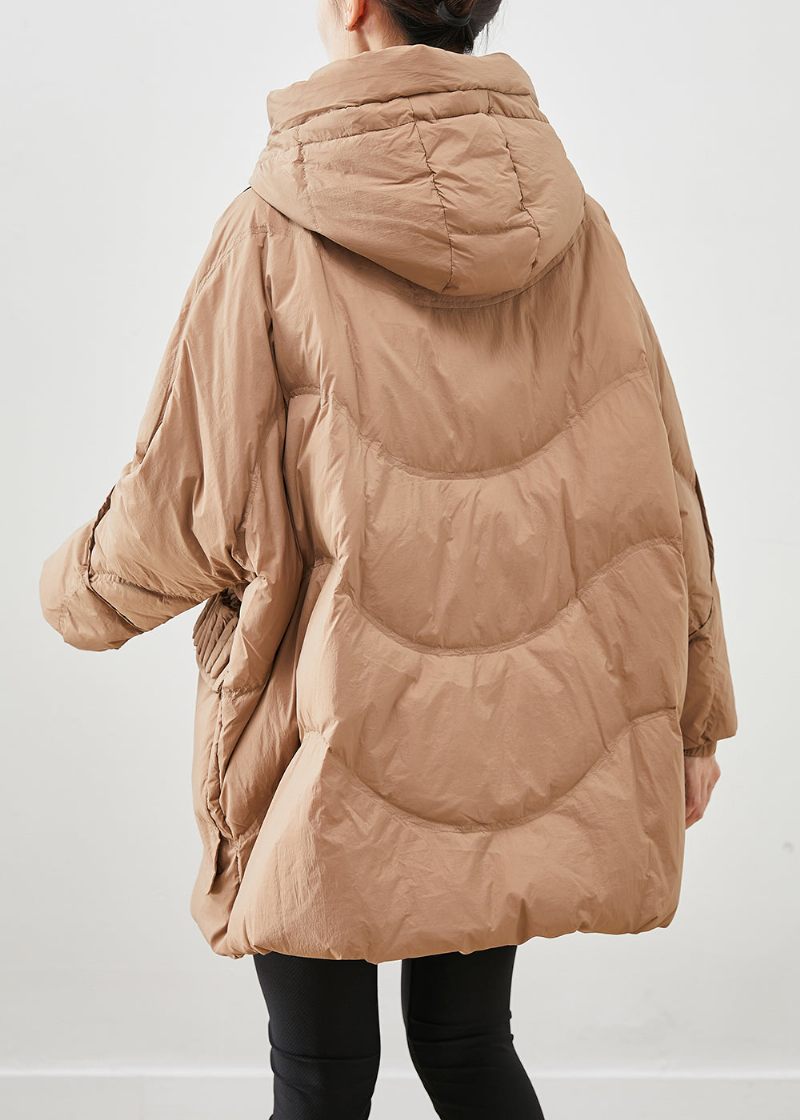 Fransk Khaki Oversized Tjock Duck Down Dunrockar Vinter - Dunjackor för kvinnor