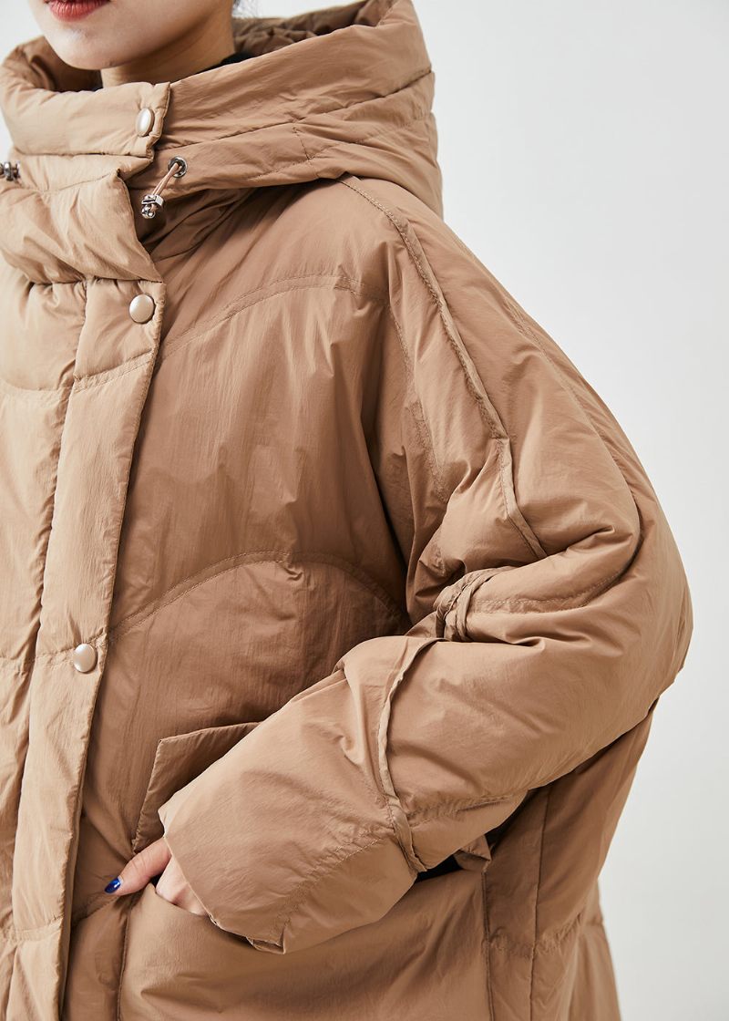 Fransk Khaki Oversized Tjock Duck Down Dunrockar Vinter - Dunjackor för kvinnor