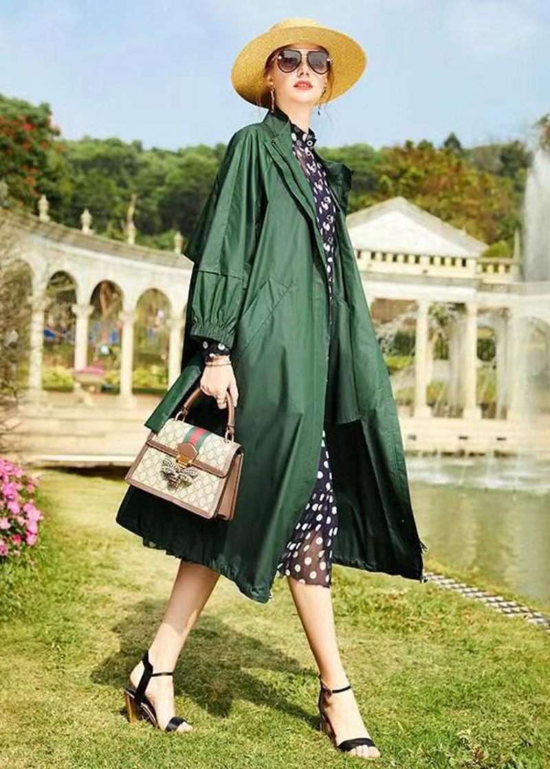 Gul Patchwork Bomull Trench Stativ Krage Tie Midja Fall - Vinterkappor för kvinnor