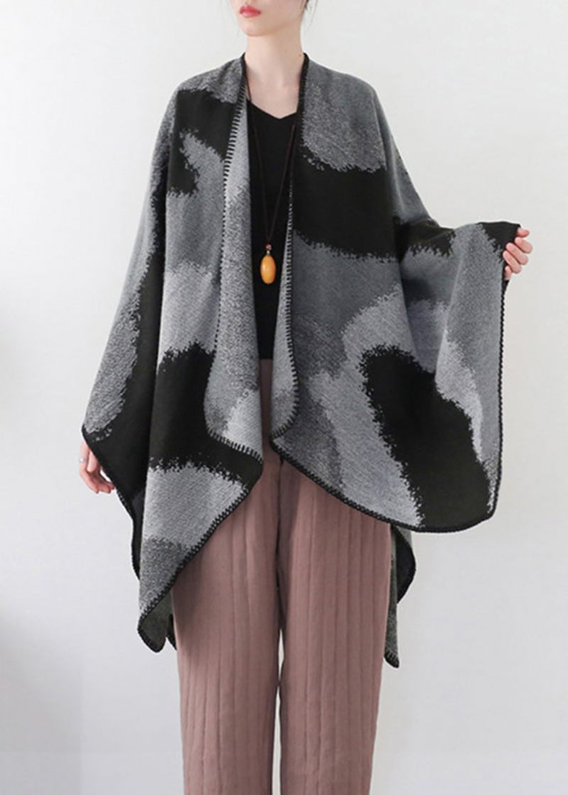Handgjord Tie Dye Gradient Color Cashmere Cardigan Långärmad - Koftor för kvinnor