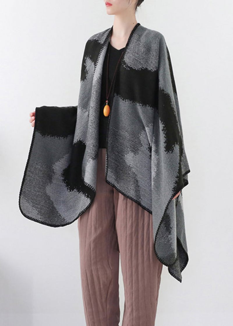 Handgjord Tie Dye Gradient Color Cashmere Cardigan Långärmad - Koftor för kvinnor