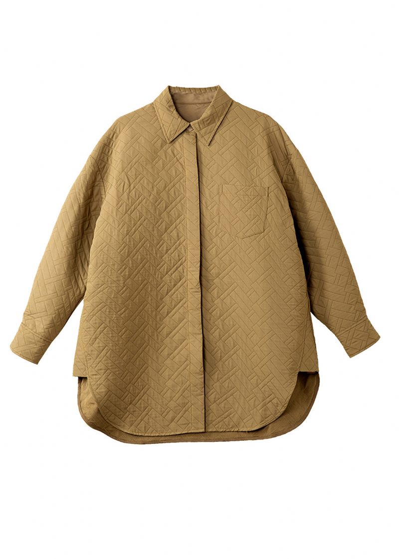 Handgjorda Khaki Oversized Side Open Spandex Coats Spring - Vinterkappor för kvinnor