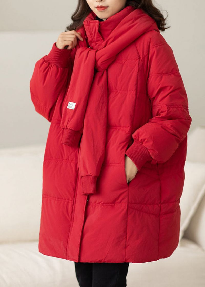 Handgjorda Röda Zip Up-fickor Ankdunkappa Vinter
