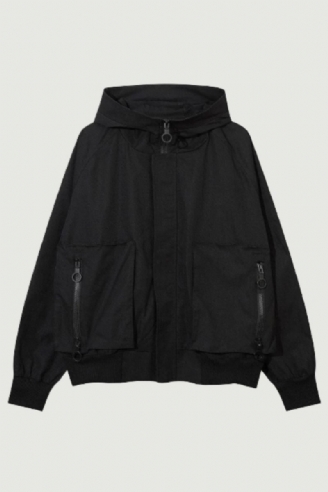 Herr Hip Hop Streetwear Lösa Hoodies Fleecejacka Big Pocket Zip Up Turtleneck Jacka