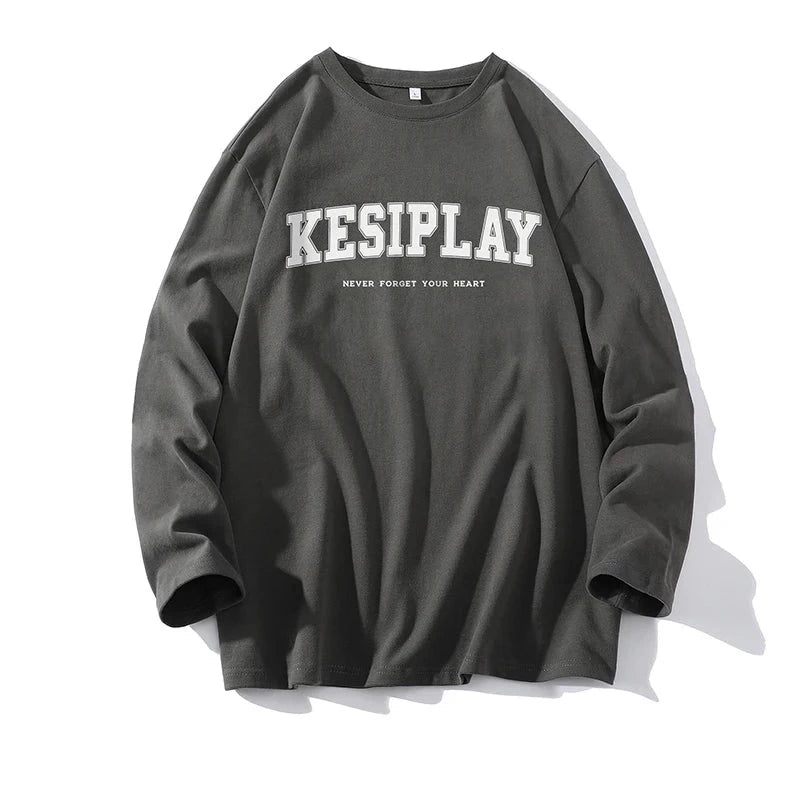 Herr Långärmad T-shirt T-shirts Unisex Hip Hop Streetwear Bomull - Svart