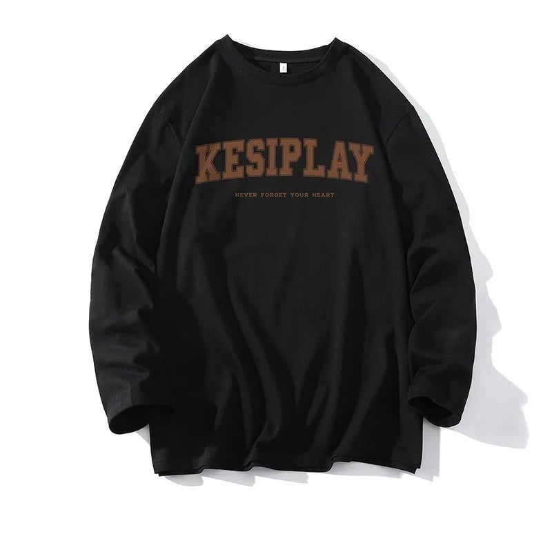 Herr Långärmad T-shirt T-shirts Unisex Hip Hop Streetwear Bomull - Svart