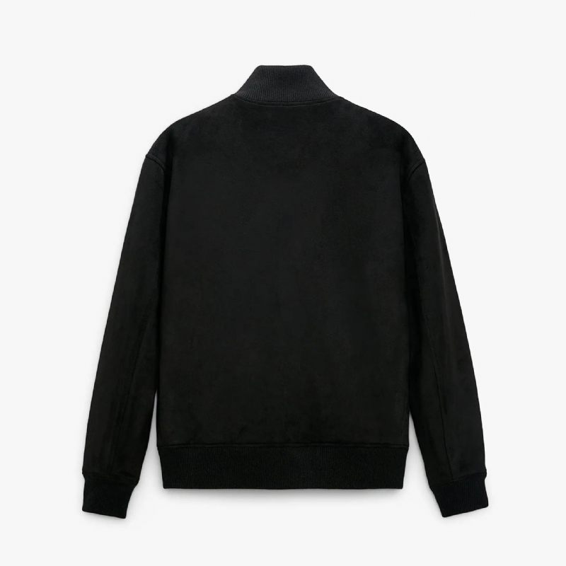 Herrjacka Med Mockakrage Höst Vintage Daily Casual Solid Color Fit Jacka För Män - Svart