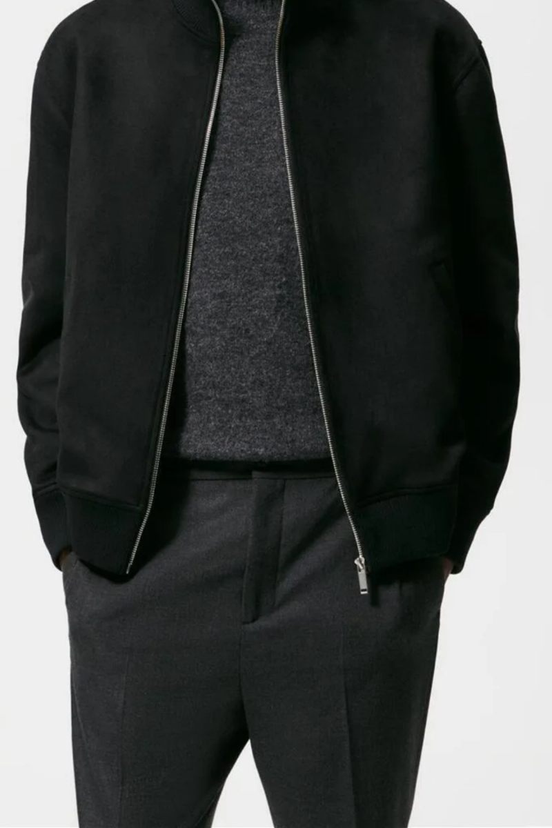 Herrjacka Med Mockakrage Höst Vintage Daily Casual Solid Color Fit Jacka För Män - Svart