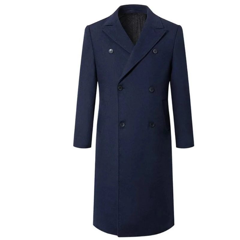 Höst Vinter Boutique Ull Solid Herr Casual Business Yllerock Jacka Förtjockad Och Varma Trenchcoats För Män - Svart