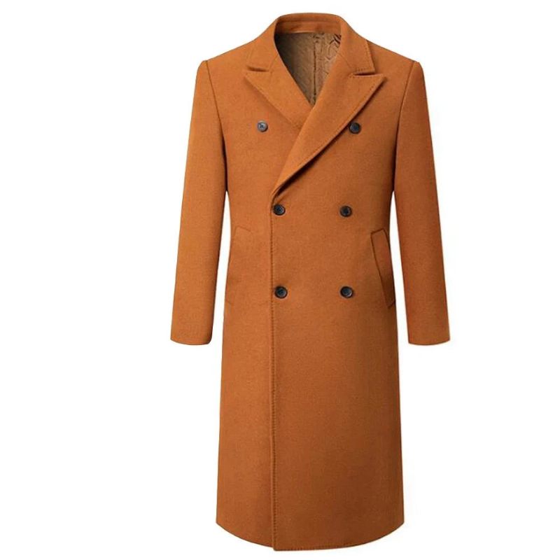 Höst Vinter Boutique Ull Solid Herr Casual Business Yllerock Jacka Förtjockad Och Varma Trenchcoats För Män - Svart