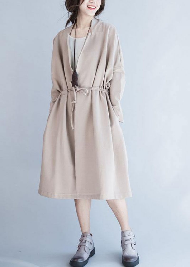 Italiensk Fyrkantig Krage Dragsko Plus Size Ytterkläder Naken Oversized Kappa Höst - Trenchcoats för kvinnor