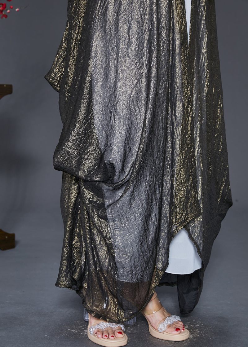 Italiensk Oversized Asymmetrisk Design Silk Long Cardigan Fall - Koftor för kvinnor