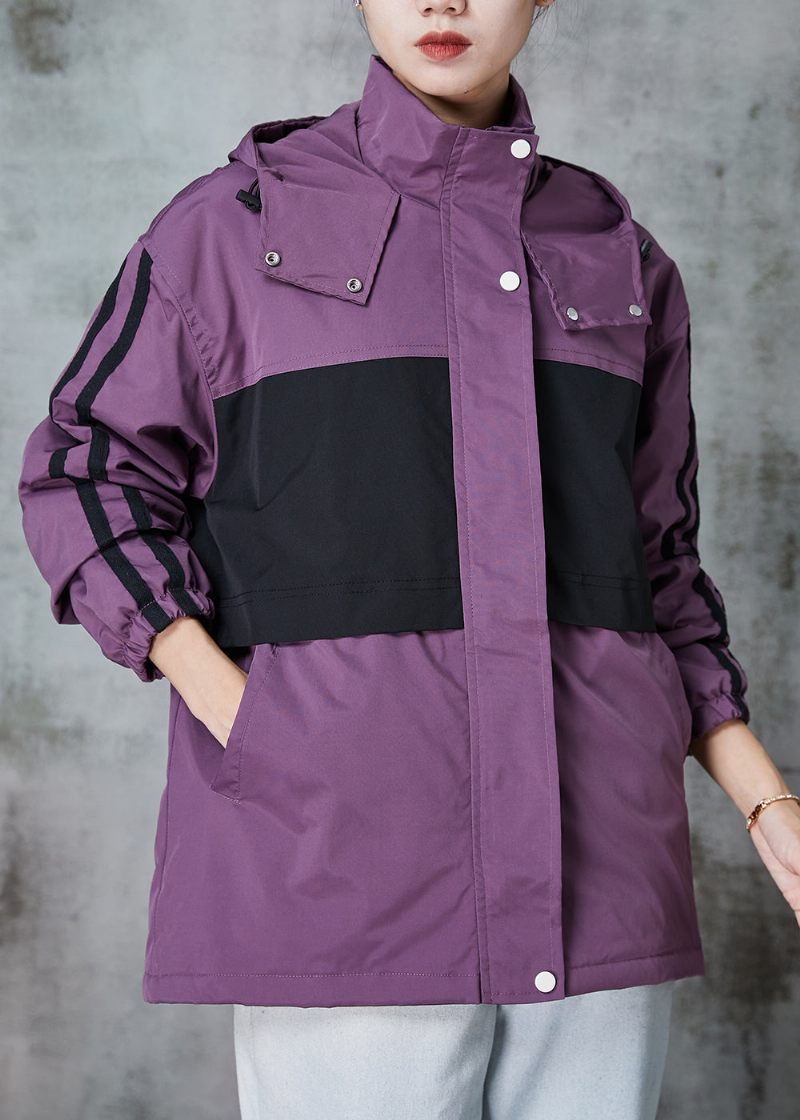 Italienska Lila Oversized Patchwork Spandexrockar Vår - Vinterkappor för kvinnor