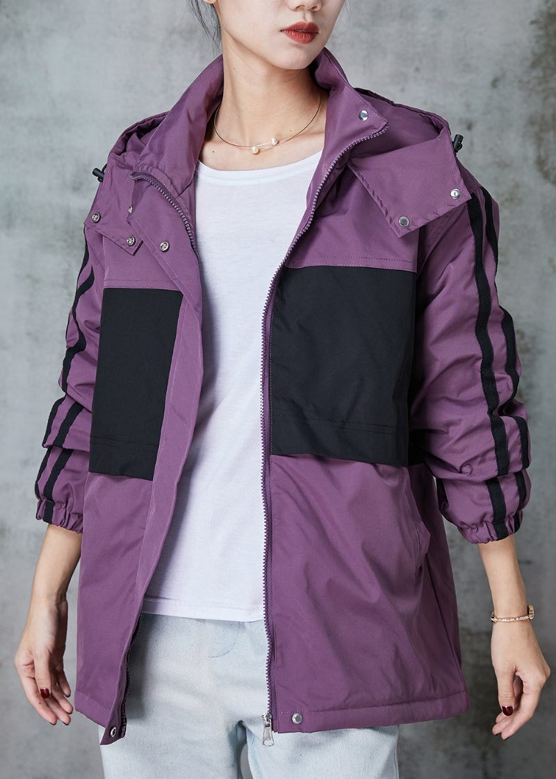 Italienska Lila Oversized Patchwork Spandexrockar Vår - Vinterkappor för kvinnor