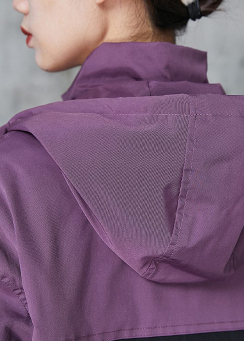 Italienska Lila Oversized Patchwork Spandexrockar Vår - Vinterkappor för kvinnor