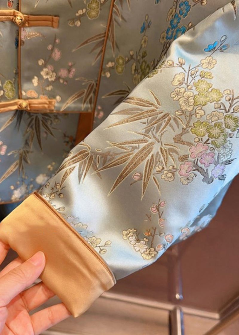 Jacquard Stativ Krage Print Button Coats Spring - Vinterkappor för kvinnor