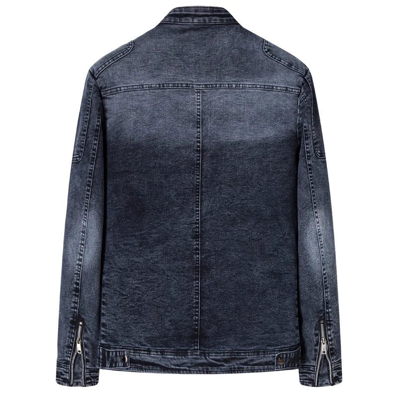 Jeansjacka Herr Jeansjackor Slim Fit Jacka Bomull Ytterkläder Kappa Vår Höst - Svart